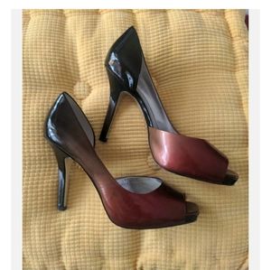 Jessica Simpson Women PEEP TOES Pink/Copper Black Heels US 9B